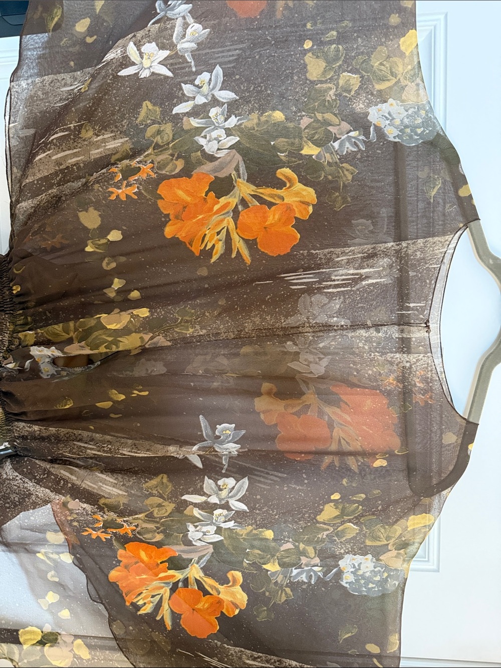 Vintage retro rare dress - 1970s sheer brown and multicolor dress Medium - Large - Picture 8 of 10